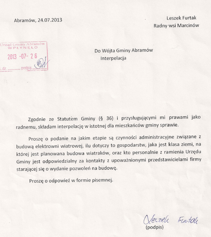 interpelacja radnego z Marcinowa